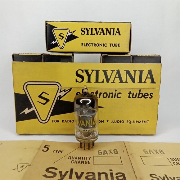WWII Era Electronic Tube With Box Set Of 5 Sylvania Model 6AX8 NOS NIB 1940s - Picture 2 of 15
